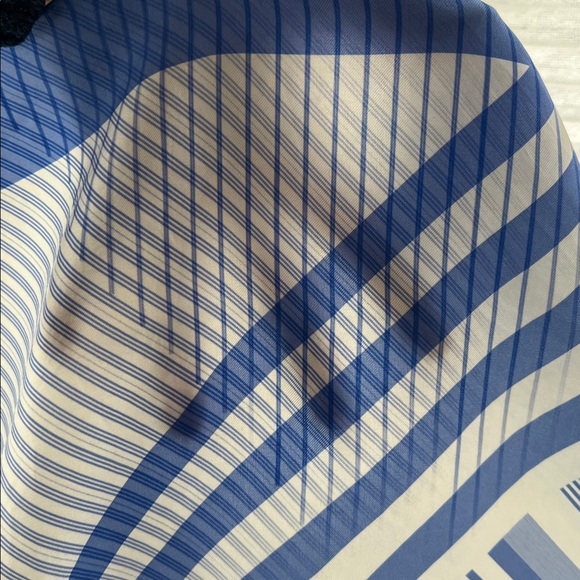 💙Blue Stripe Square Silk Neck Hair Scarf by Lafayette 148 - Picture 10 of 17